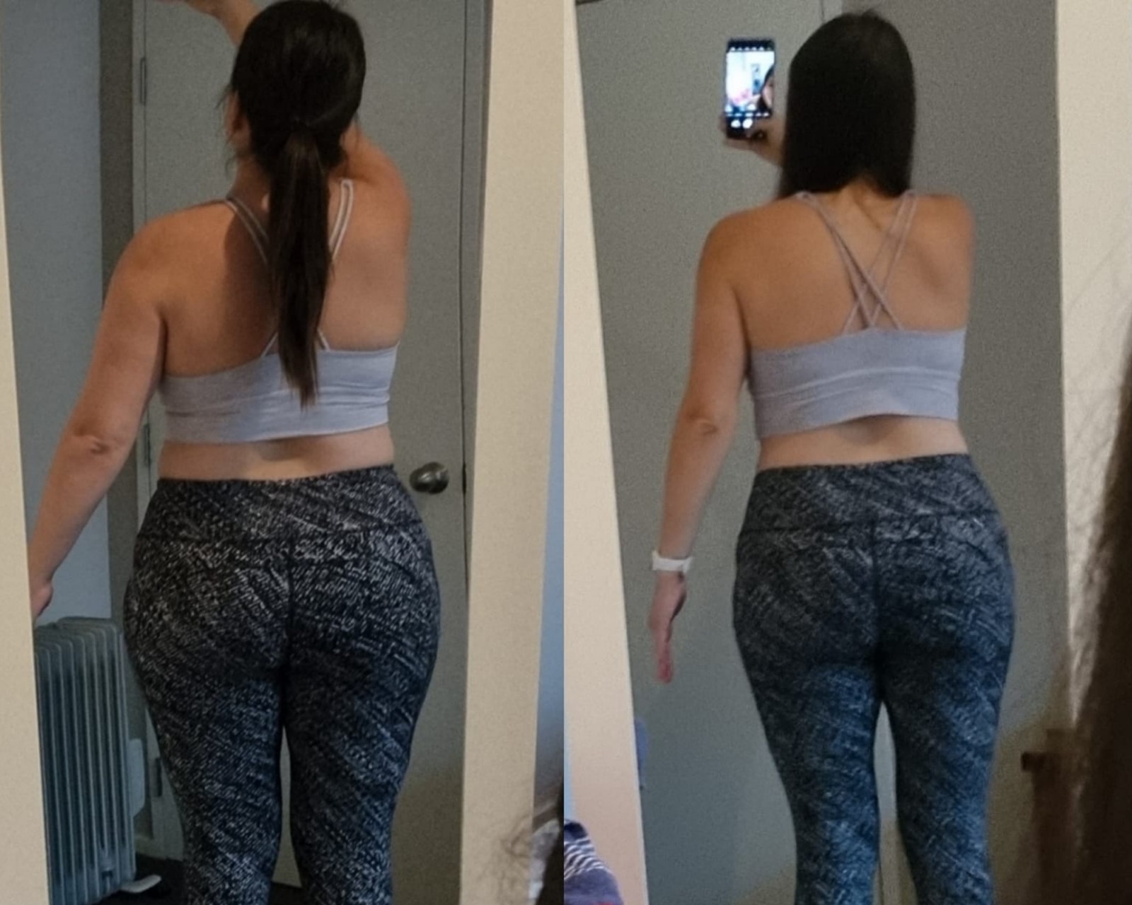 Angeles’s back-view progress, before on the left and after on the right