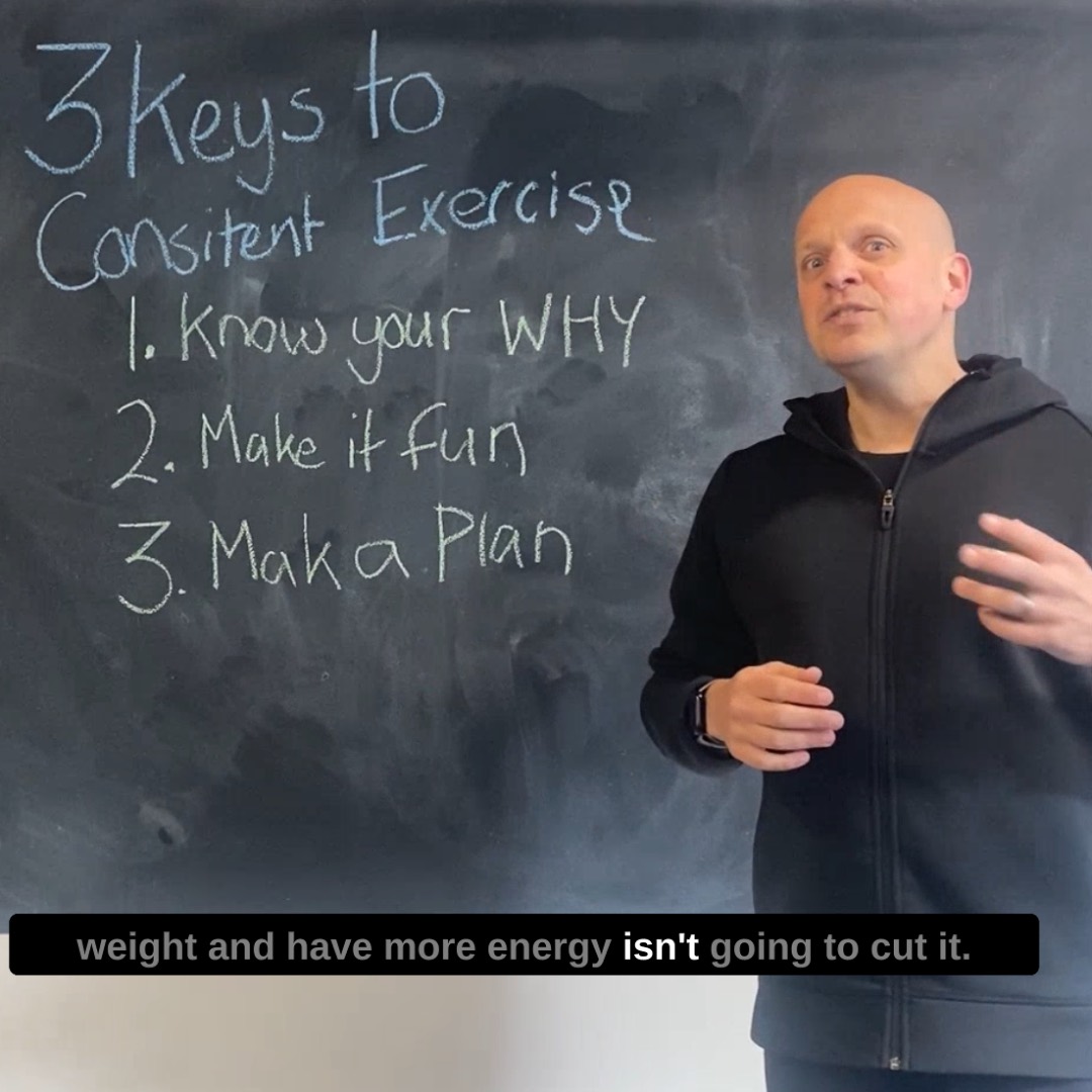 James explaining behaviour change and consistent exercise in the studio