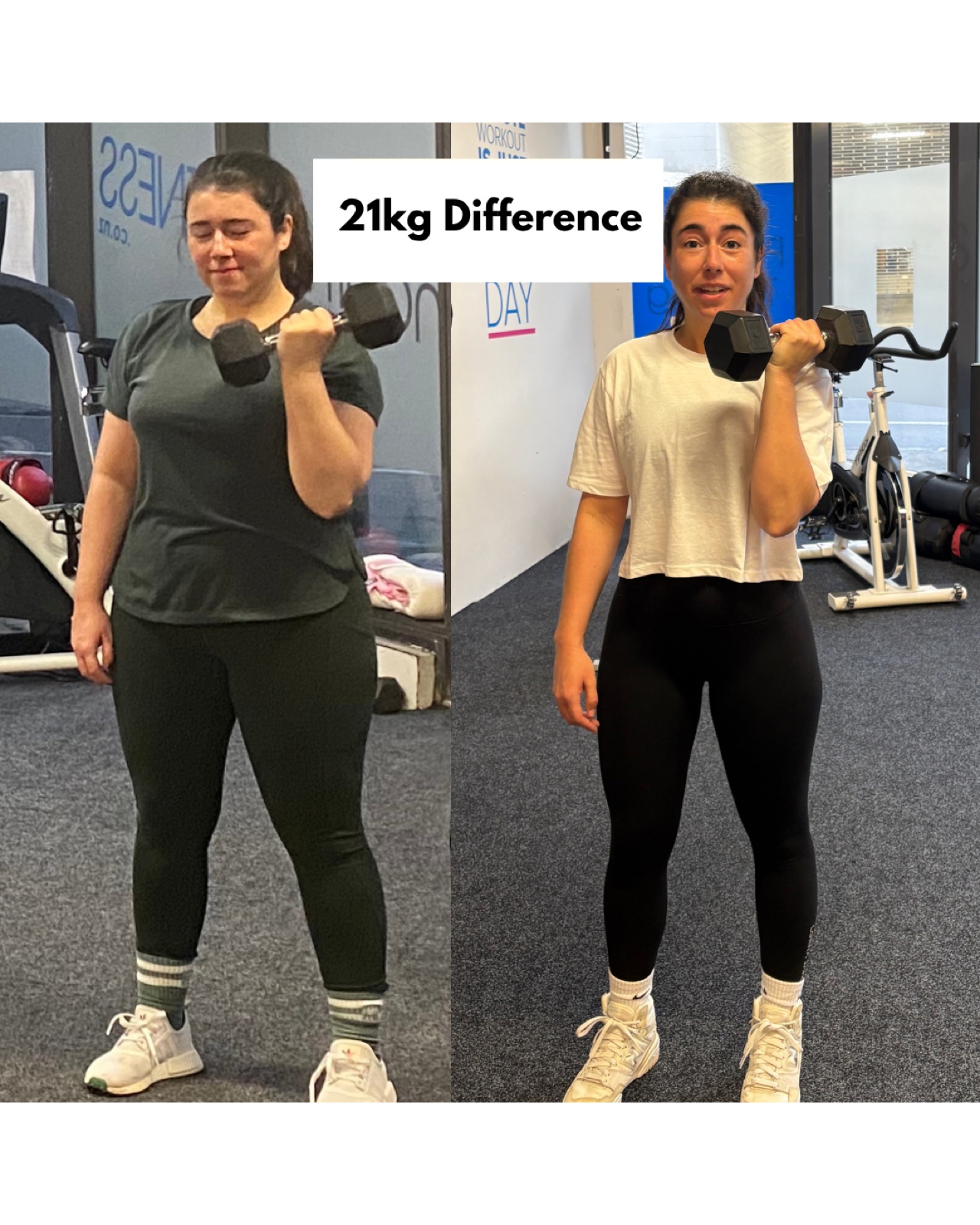 Teresa’s progress over four years, before on the left and after on the right
